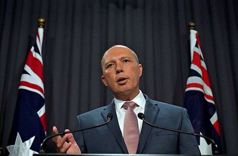 Australian Minister for Home Affairs Peter Dutton at a press conference at Parliament House in Canberra, Australian Capital Territory, Australia, 19 September 2018. (EPA Photo)