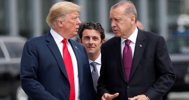 أردوغان وترامب أثناء لقائما على هامش قمة الناتو في بروكسل 11 يوليو الجاري