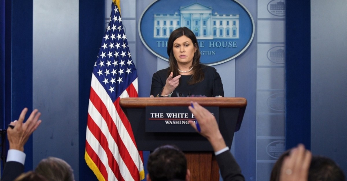 White House Press Secretary Sarah Sanders speaks during a press briefing at the White House in Washington, U.S., August 1, 2018. (REUTERS Photo)