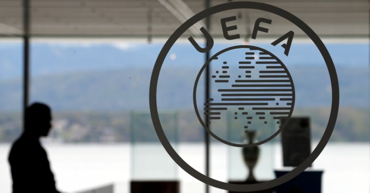  A logo is pictured on UEFA headquarters in Nyon, Switzerland, April 15, 2016. (Reuters Photo)