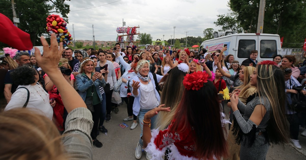 Roma community dances during the Kakava festival, celebrated in May, where they celebrate the coming of spring and Roma culture.
