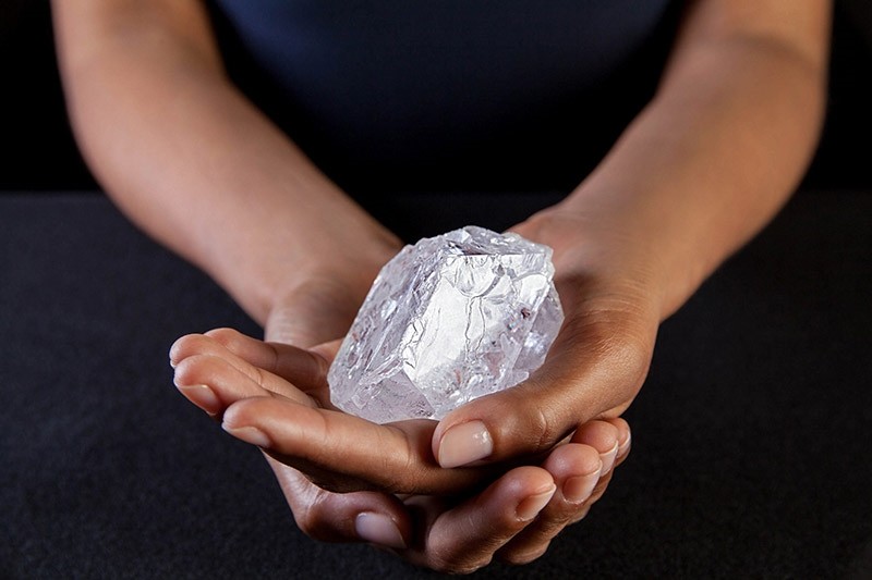 A Sotherby's  employee  holds Lesedi La Rona Diamond on May Tuesday  3, 2016 in New York City. (AP Photo)