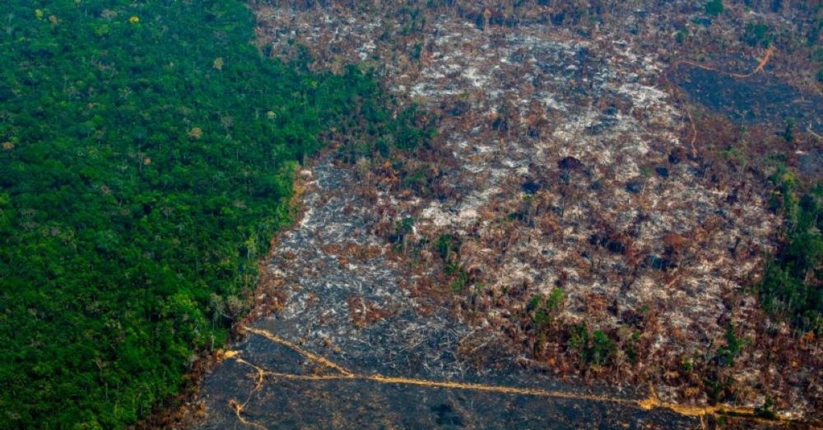 File photo taken on Aug. 28, 2019, showing an aerial view of deforestation in Nascentes da Serra do Cachimbo Biological Reserve in Altamira, Para state, Brazil, in the Amazon basin. (AFP Photo)