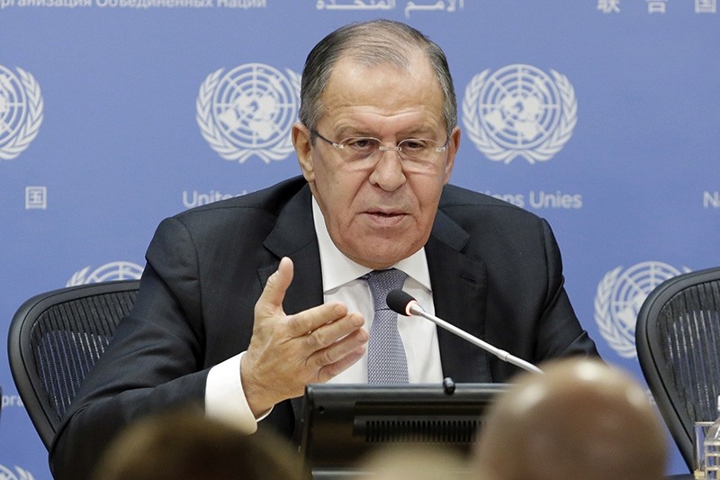 Russia's Foreign Minister Sergei Lavrov speaks during a news conference at United Nations headquarters, Friday, Jan. 19, 2018. (AP Photo)