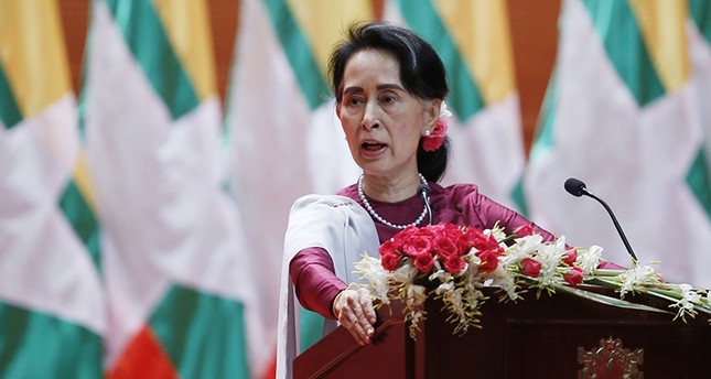 زعيمة ميانمار في خطابها اليوم EPA