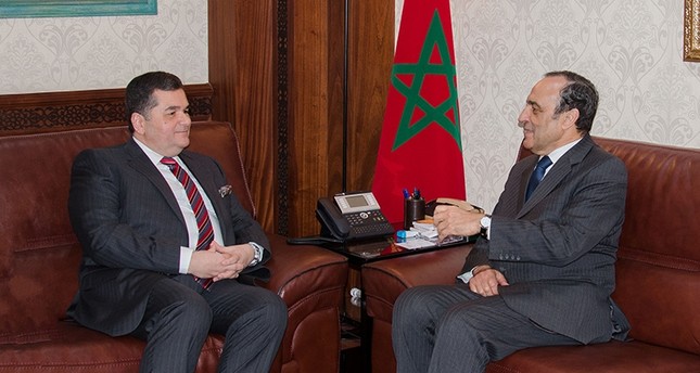 رئيس البرلمان المغربي الحبيب المالكي خلال لقائه مع السفير التركي بالرباط أدهم بركان أوز الأناضول