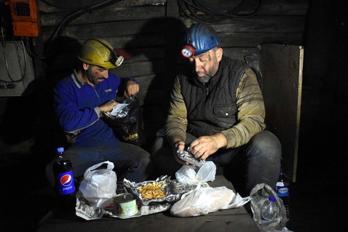 Eating lunch in a Turkish Mine