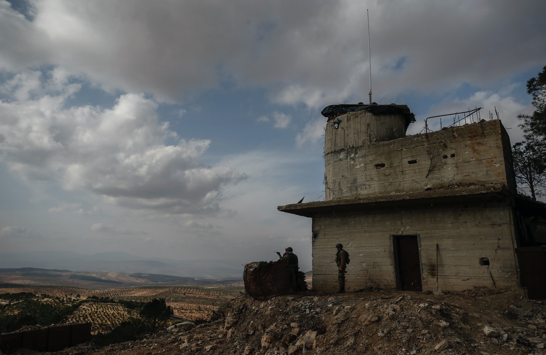 Turkish soldiers hold a position on the Bursayah hill during the counterterrorism offensive against YPG terrorists, Afrin, Syria, March 3. 