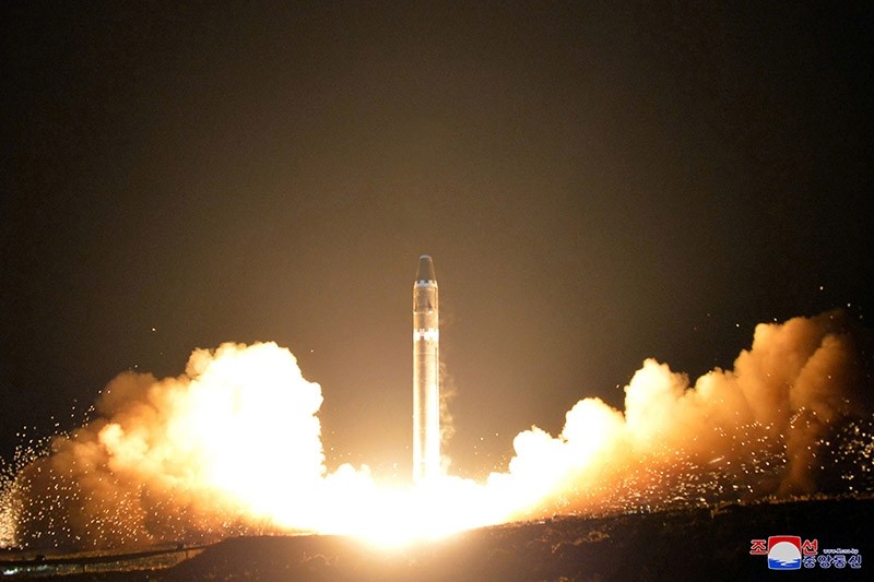 This Wednesday, Nov. 29, 2017, file image provided by the North Korean government on Thursday, Nov. 30, 2017, shows what the North Korean government calls the Hwasong-15 intercontinental ballistic missile, in North Korea. (AP Photo)