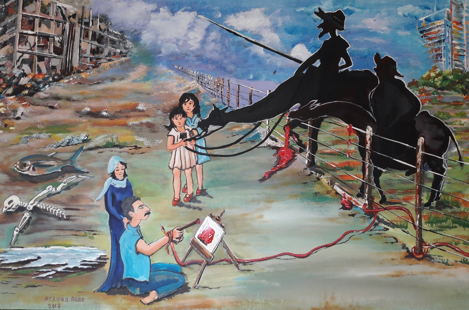 Questioning the culture that brought on the war and destruction in his surrealist paintings, Ahme believes that he will make the whole world hear his message.