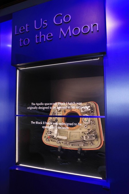 The Apollo 1 capsule hatch on display at the Kennedy Space Center. (AP Photo)