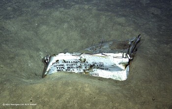 This undated image from a remotely operated underwater vehicle courtesy of Paul G. Allen, shows a spare parts box from the USS Indianapolis on the floor of the North Pacific Ocean (AP Photo)