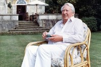 This is a July 19, 1989 file photo of former British Prime Minister Edward Heath as he takes tea in the garden of his home in Salisbury, England. (AP Photo)
