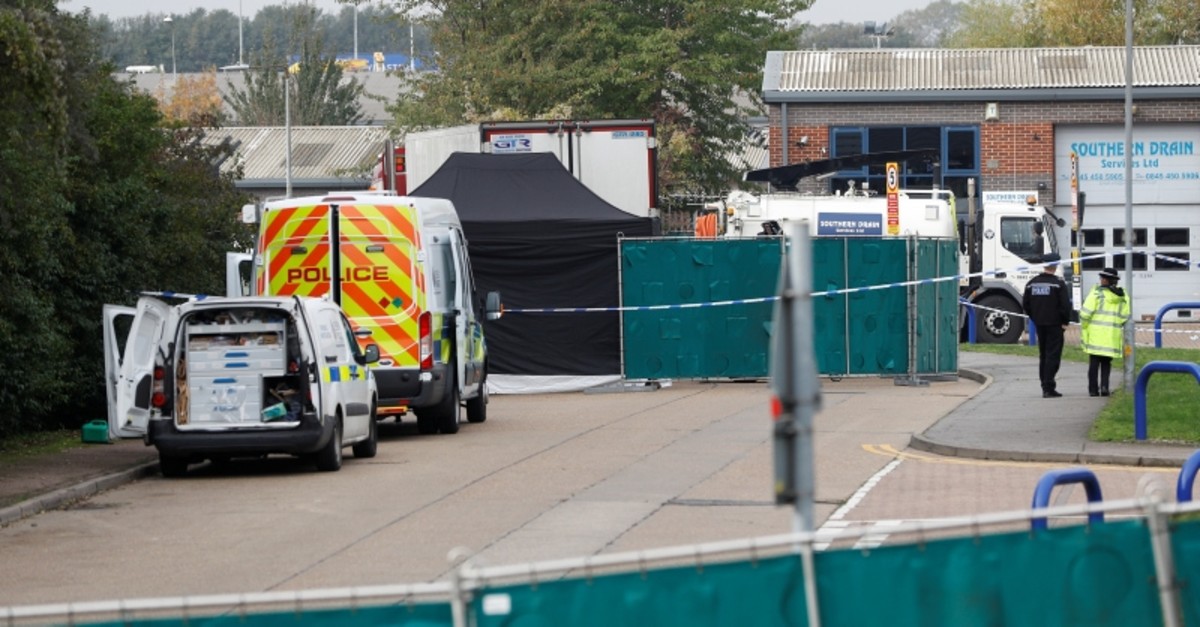 Police is seen at the scene where bodies were discovered in a lorry container, in Grays, Essex, Britain October 23, 2019. (Reuters Photo)