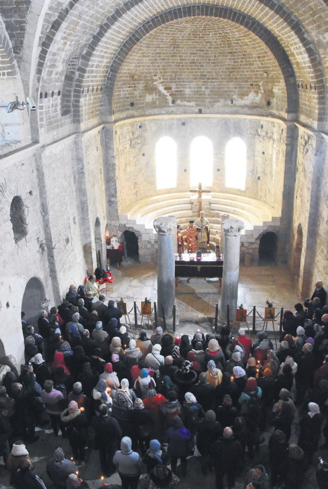 Hundreds from Turkey and Greece attended the Divine Liturgy in the ancient church.