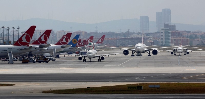 Airplanes taxiing at Atatu00fcrk International Airport in Istanbul, Turkey. (Reuters Photo)