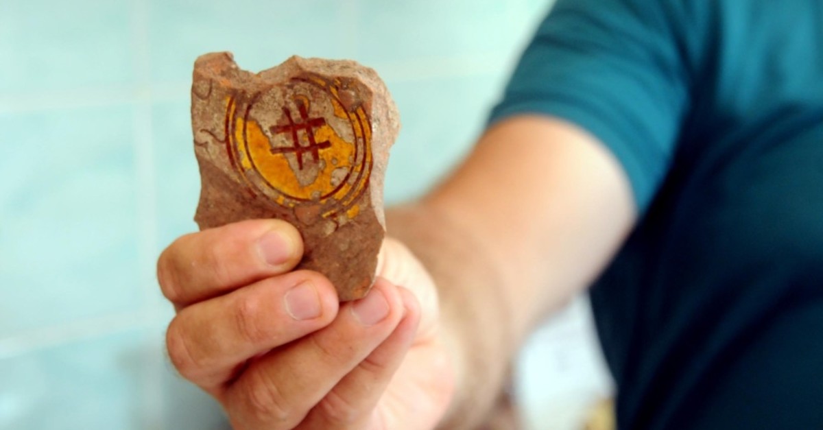 Hashtag sign was found in a piece of ceramic in Yalova.
