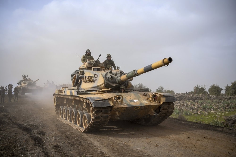 Turkish tanks head for Afrin to clear the area of YPG terrorist elements during Operation Olive Branch, Jan.22.