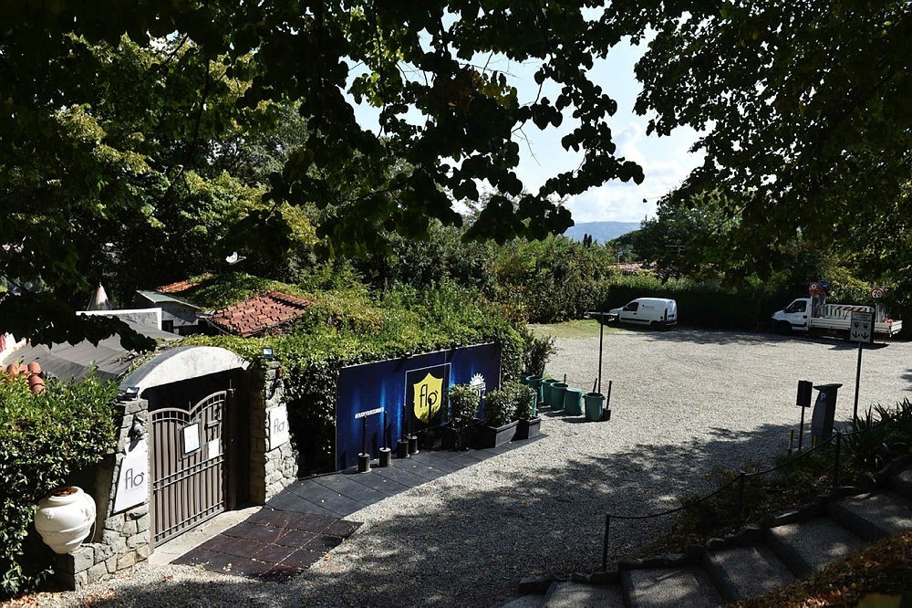 A view of the exterior of a nightclub where, according to reports, early Thursday, Sept. 7, a carabinieri patrol car picked up two students from the United States. (AP Photo)