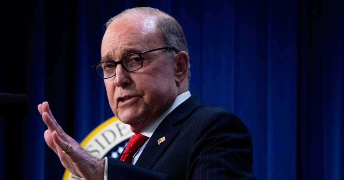 Top White House economic adviser Larry Kudlow speaks as he participates in an Opportunity Zone conference with State, local, tribal, and community leaders at the White House in Washington, DC, on April 17, 2019. (AFP Photo)