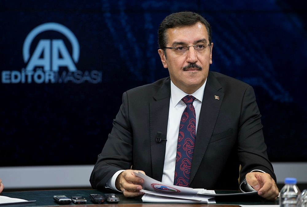 Turkey's Customs Minister Bu00fclent Tu00fcfenku00e7i is speaking at the Anadolu Agency's Editors' Desk on Thursday, October 26, 2017.