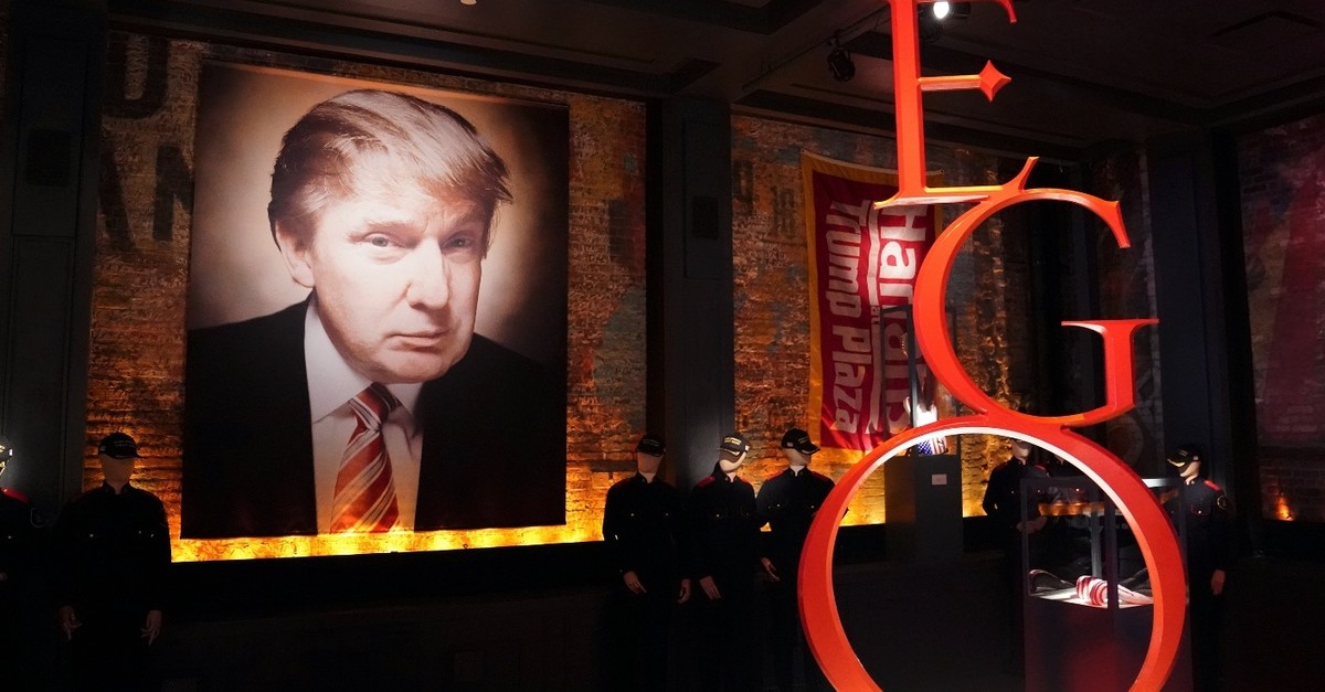 Pieces of memorabilia are pictured in artist-provocateur Andres Serrano's take on U.S. President Donald Trump with a new exhibit called u201cThe Game, All Things Trumpu201d in New York, April 25, 2019. 