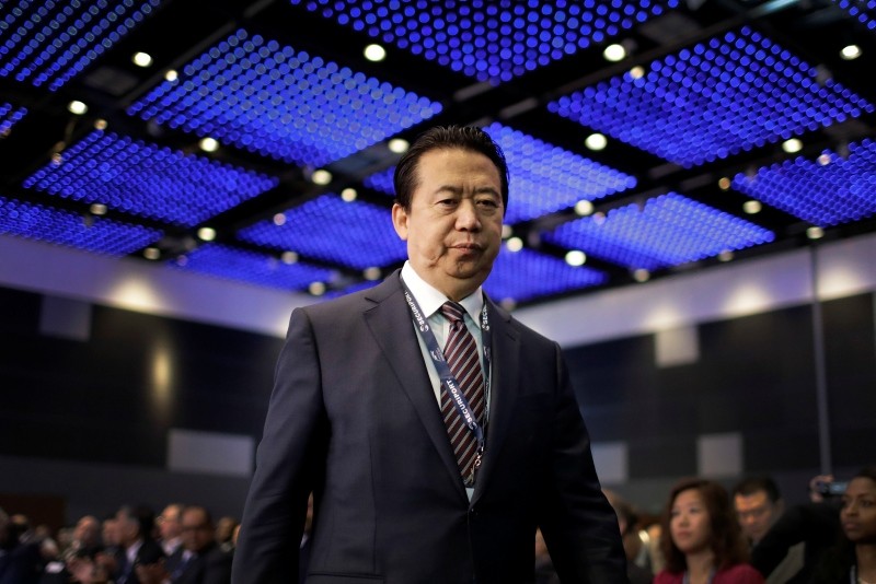 Ex-Interpol President, Meng Hongwei, walks toward the stage to deliver his opening address at the Interpol World congress in Singapore. (AP File Photo)