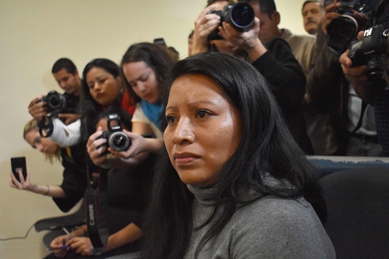 Teodora del Carmen Vasquez attends a hearing to review her 2008 sentence -handed down under anti-abortion laws after suffering a miscarriage- in San Salvador on Dec. 13, 2017. (AFP Photo)