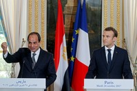 Egyptian President Abdel Fattah el-Sissi (L) and French President Emmanuel Macron at a news conference at the Elysu00e9e Palace, Paris, Oct. 24.