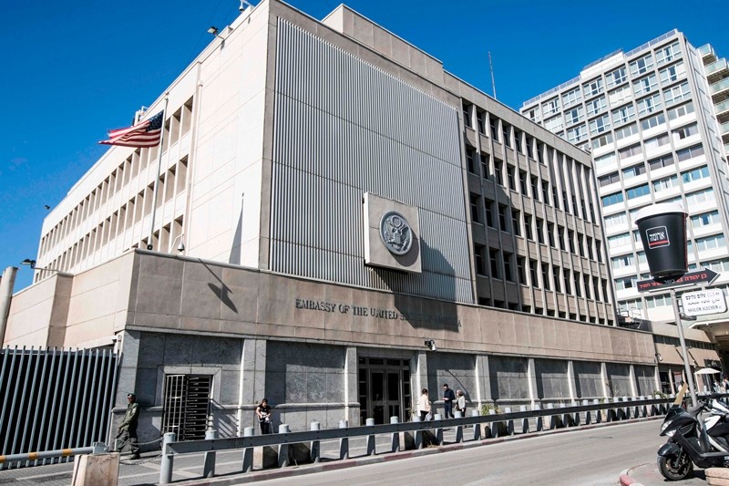 This file photo shows the exterior of the US Embassy building in the Israeli coastal city of Tel Aviv ( AFP File Photo)