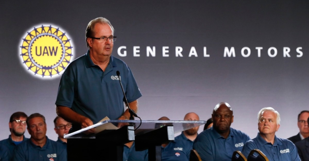In this July 16, 2019, file photo United Auto Workers President Gary Jones speaks during the opening of their contract talks with General Motors in Detroit. (AP Photo)