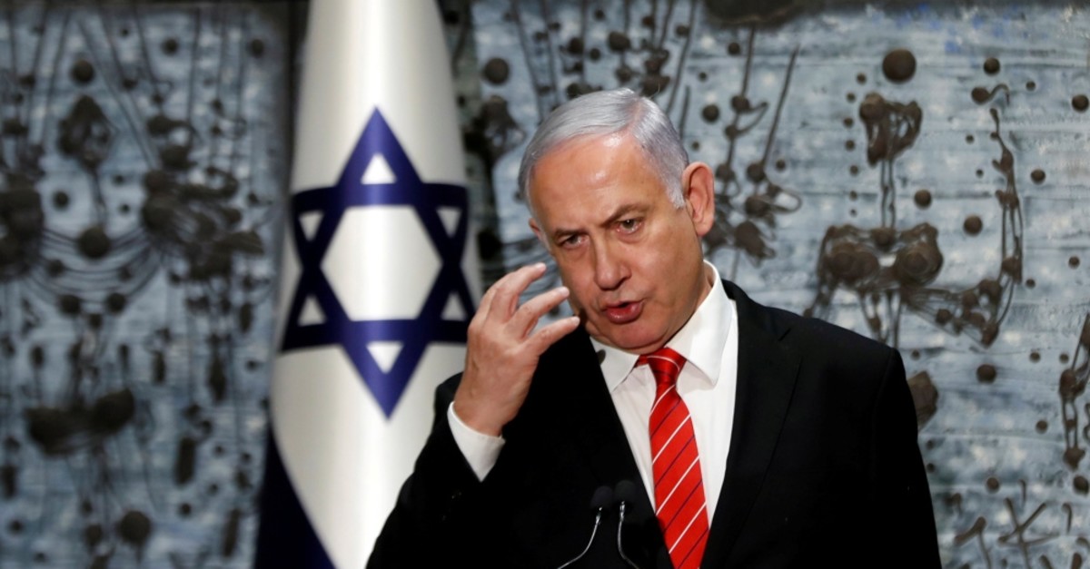 Israeli Prime Minister Benjamin Netanyahu speaks during a nomination ceremony at the President's house, Jerusalem, Sept. 25, 2019.