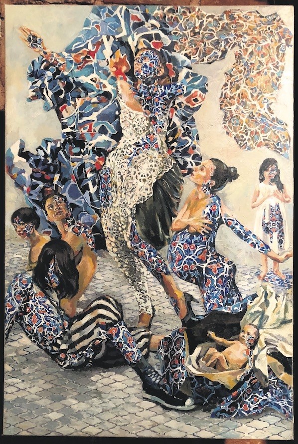 u201cMetamorphosisu201d (2017) by Zahra Ebrahimi, mixed media on canvas, 50 x 75 cm.