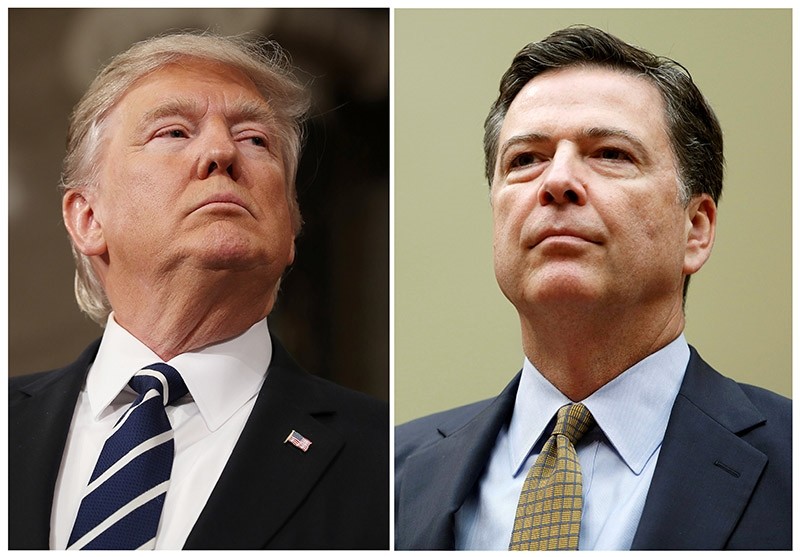 A combination photo shows U.S. President Donald Trump (L) in the House of Representatives in Washington, U.S., on February 28, 2017 and FBI Director James Comey in Washington U.S. on July 7, 2016. (Reuters Photo)