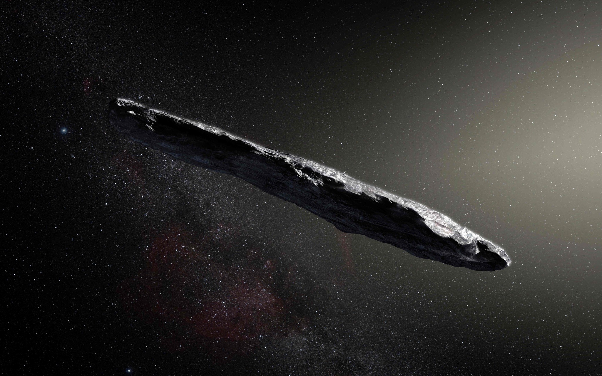This handout photo released by the European Southern Observatory on November 20, 2017 shows an artist's impression of the first interstellar asteroid: Oumuamua. (AFP Photo)