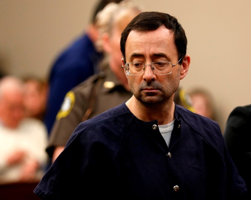 Former Michigan State University and USA Gymnastics doctor Larry Nassar addresses the court during the sentencing phase in Ingham County Circuit Court on January 24, 2018 in Lansing, Michigan. (AFP Photo)