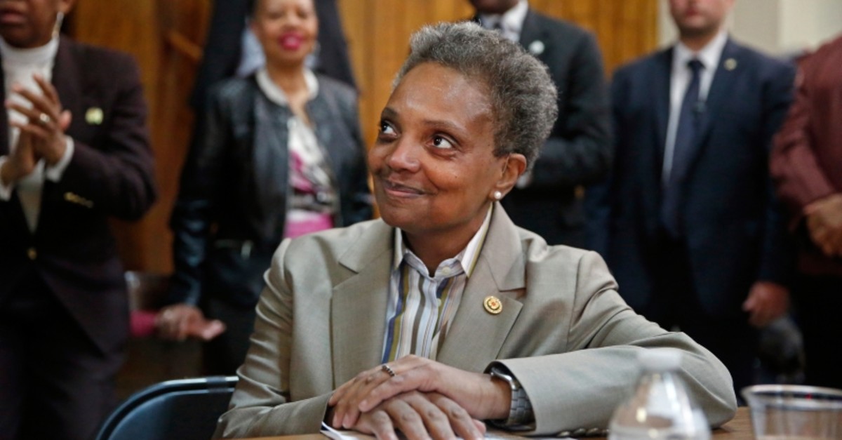 Chicago Mayor-elect Lori Lightfoot smiles during a press conference at the Rainbow PUSH organization, Wednesday, April 3, 2019, in Chicago. (AP Photo)