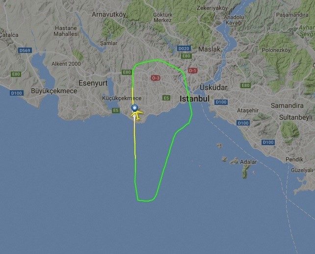 Image taken from flightradar24.com shows the flight track of Qatar Airways plane.