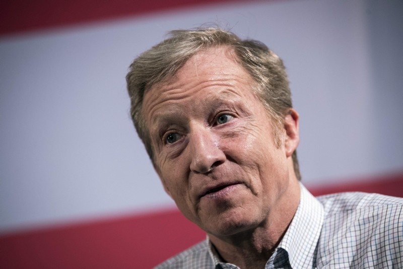 In this file photo taken on January 28, 2018, Hedge fund billionaire and Democratic fundraiser Tom Steyer speaks during a town hall in New York City. (AFP Photo)