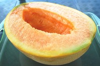 Half of a cut Yubari melon (Wikipedia photo)