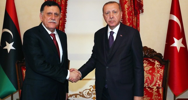 الرئيس التركي أردوغان أثناء استقباله رئيس المجلس الرئاسي لحكومة الوفاق الوطني الليبية أرشيفية