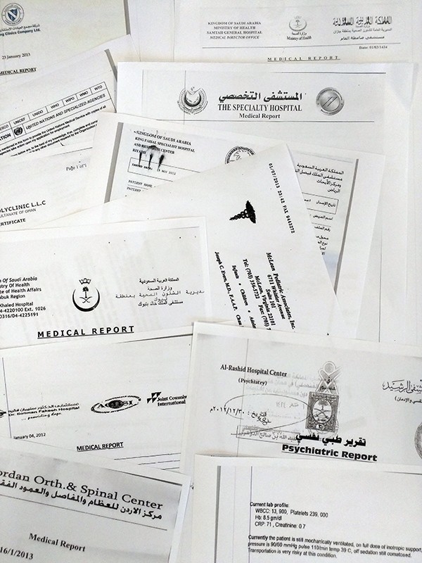 In this Tuesday, Aug. 16, 2016 photo, a selection of private medical files published by transparency website WikiLeaks is shown in Paris (AP Photo)