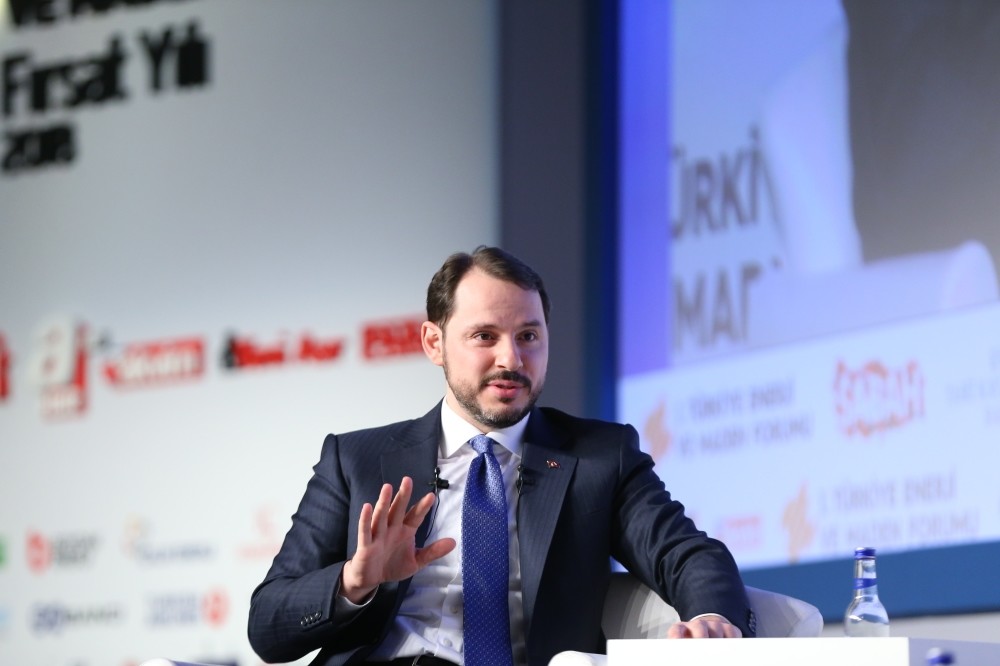 Energy Minister Albayrak speaks at the first Energy and Mining Forum, announcing energy projects that will be carried out in the near future, Istanbul, Feb. 22.
