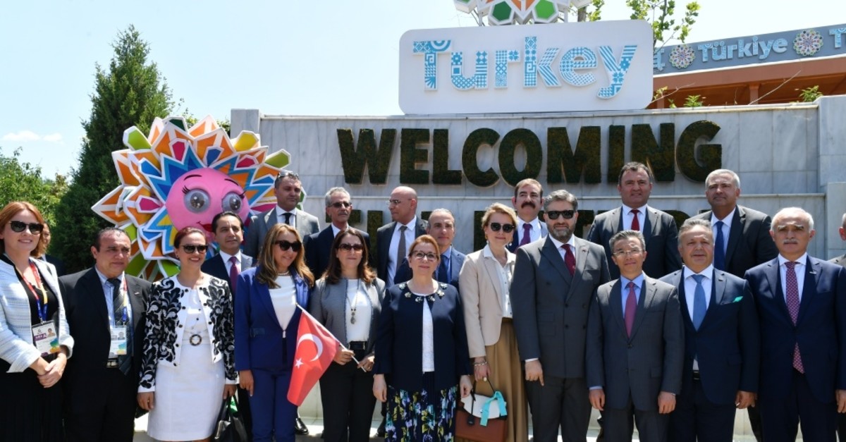 Trade Minister Ruhsar Pekcan and her delegation attend the opening ceremony of Turkey National Day held at the Turkish pavilion at EXPO 2019 Beijing, July 3, 2019.