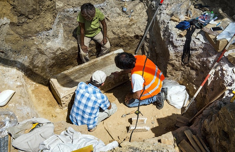 2 ancient Roman sarcophagi found near football stadium in Rome