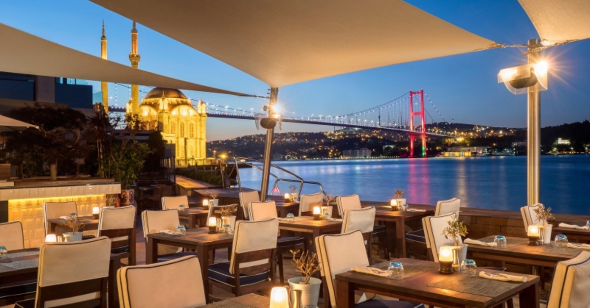 Istanbul's July 15 Martyrs Bridge is seen from the Et Cetera On the Bosphorus restaurant in the Radisson Blu Bosphorus Hotel in Ortaku00f6y district. (IHA Photo)