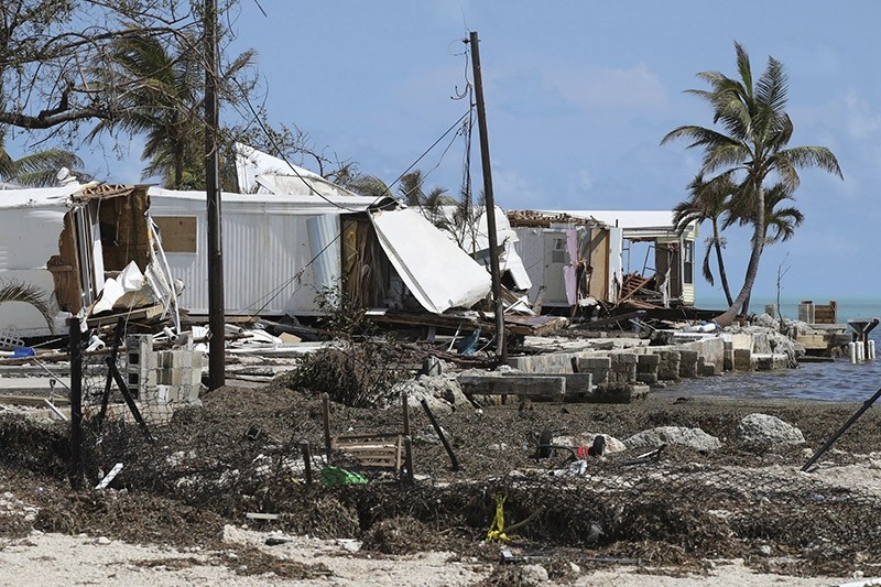 Destroyed trailers are seen at the Seabreeze trailer park along the Overseas Highway in the Florida Keys on Tuesday, Sept. 12, 2017. (AP Photo)