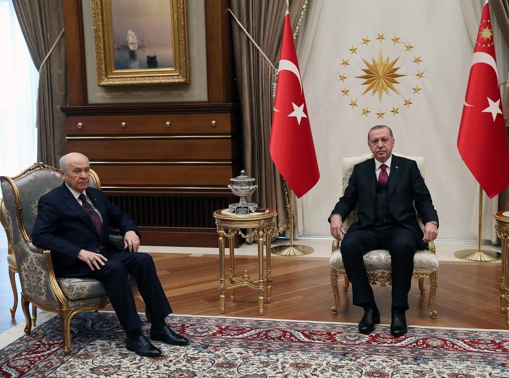 President Recep Tayyip Erdou011fan met with MHP Chairman Devlet Bahu00e7eli in Ankara, yesterday.
