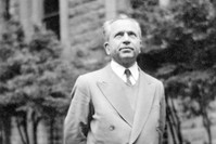 Nurettin Topu00e7u in the yard of Istanbul Boys High School.