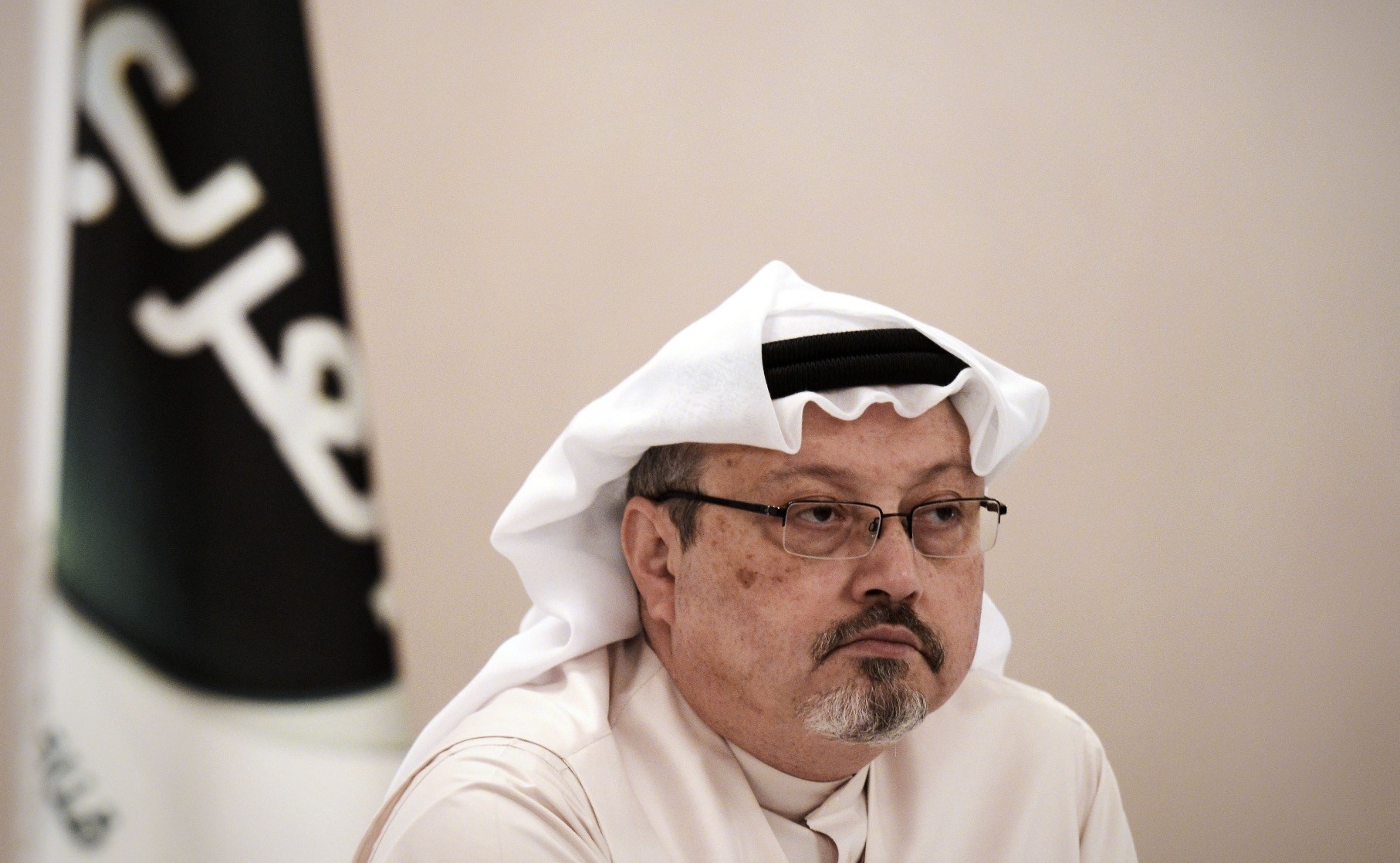 Prominent Saudi journalist and critic Jamal Khashoggi looks on during a press conference in the Bahraini capital Manama, December 2014. According to Turkish police and anonymous officials, Khashoggi was killed inside the Saudi Embassy in Istanbul aft
